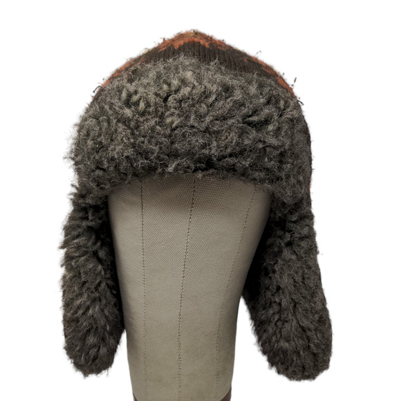 Unbranded Men's Knit Trapper Hat Fair Isle Brown One Size Ear Flaps Vegan Fur - Picture 1 of 8